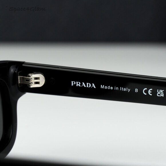 Prada Women Sunglasses Black Grey Rectangle PRB11S 16K731 NEW AUTHENTIC - Picture 7 of 10